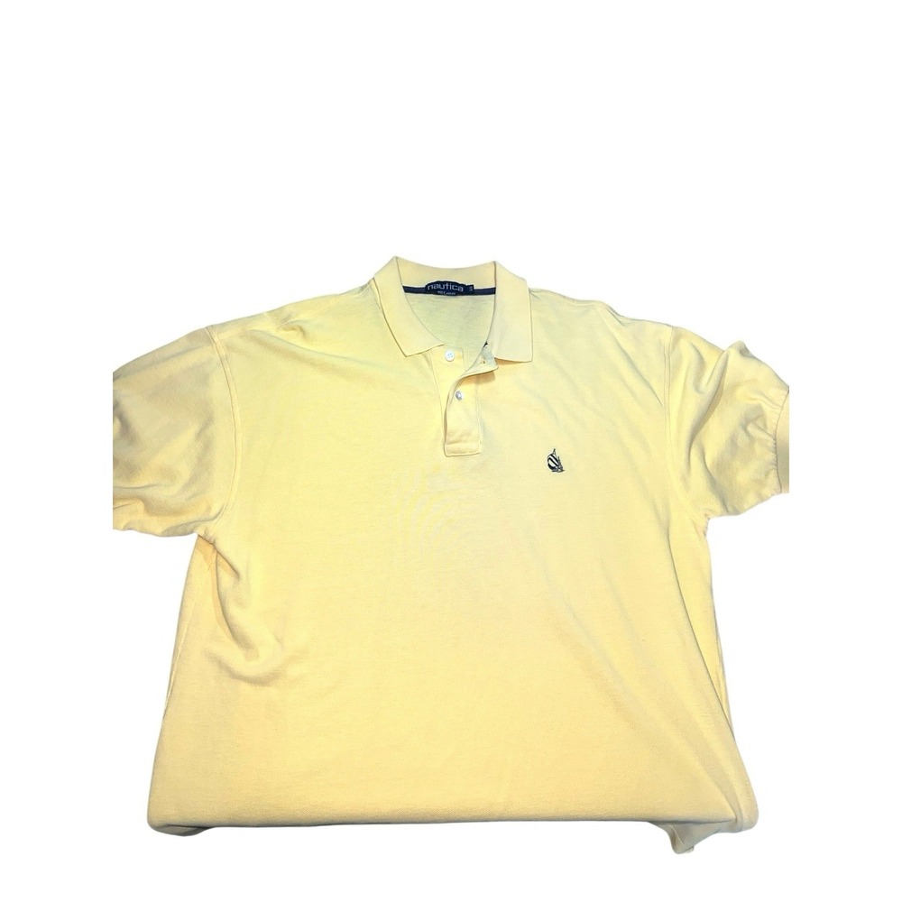 Nautica Polo Shirt Men's Size Medium Yellow Short Sleeve Logo‎